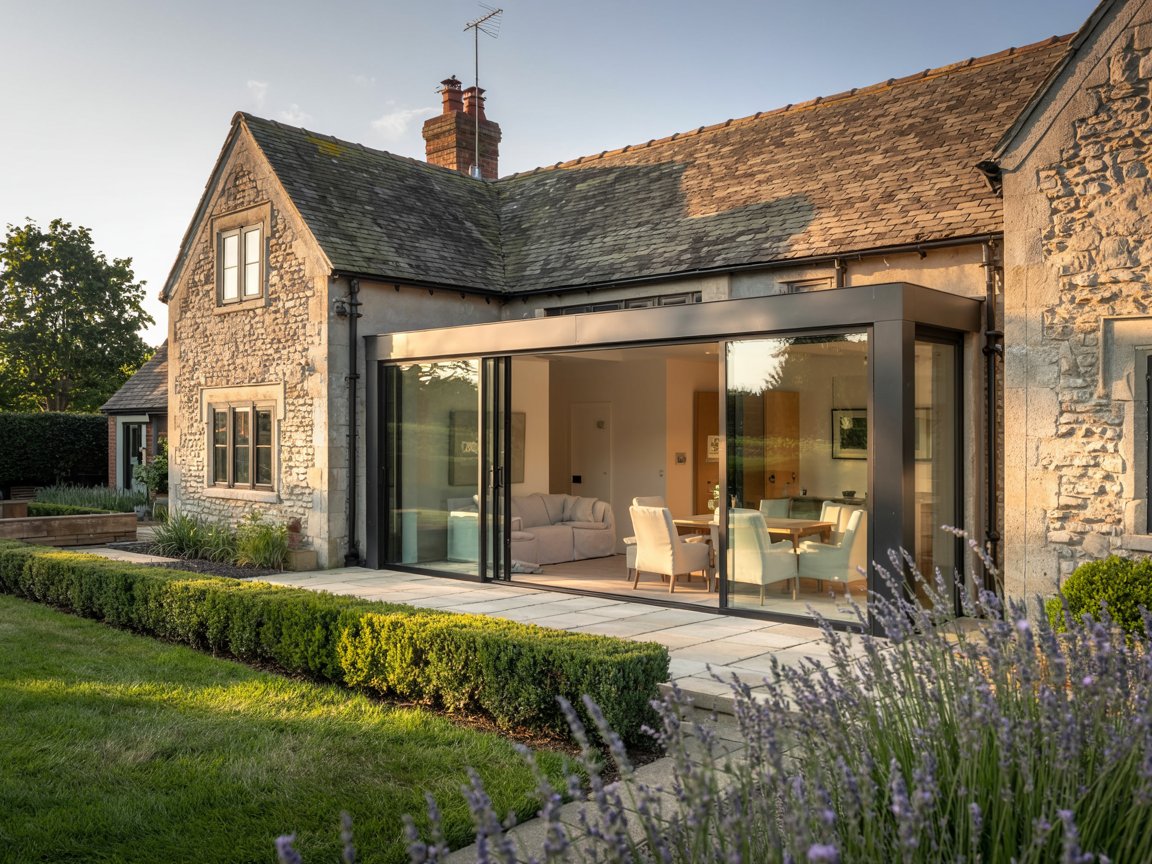 Sliding door on a traditional home