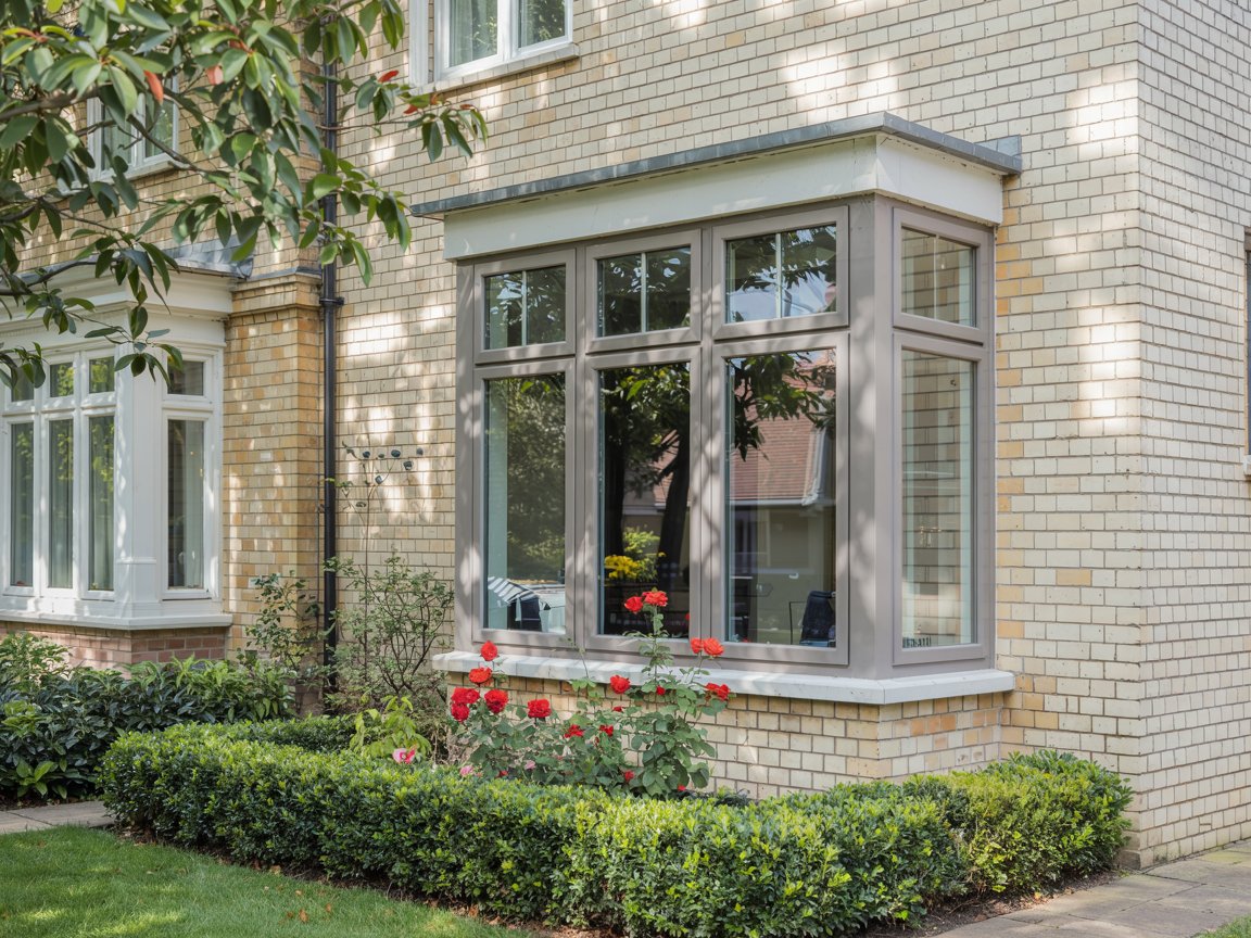 architectural Lighting, newly installed aluminium windows on a well-lit British suburban home